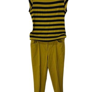 Premise Black and Yellow Cropped 2pc set with Striking Stripes T-shirt size M